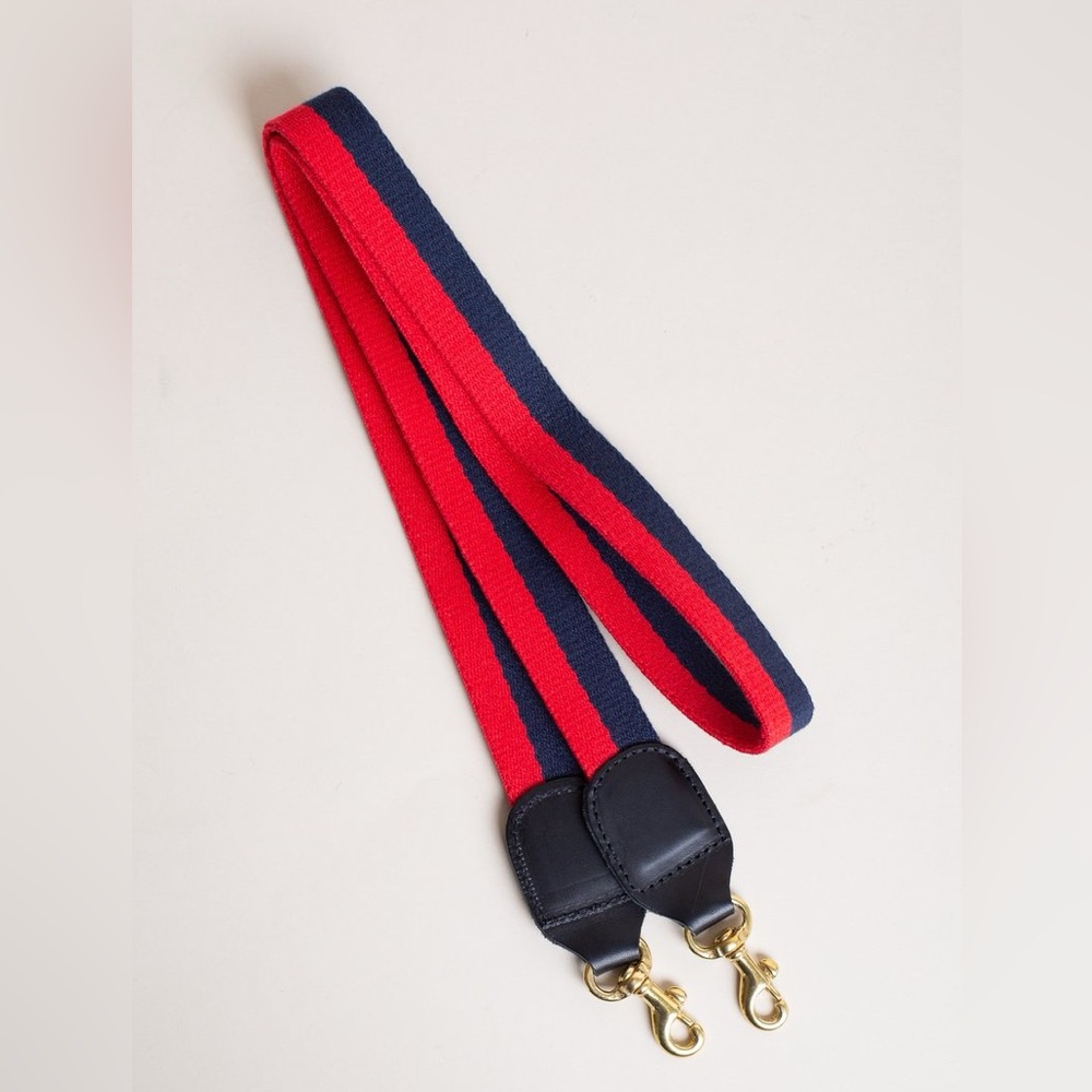 Clare V Crossbody Red and Navy Bag Strap with Gold Accent